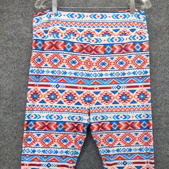 Lularoe Womens Size TC2 Leggings Blue Pink Red Southwest Print Diamonds - Picture 8 of 11